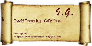 Ivánszky Géza névjegykártya